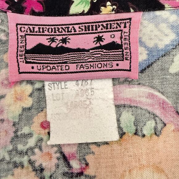 Vintage 1970s California Shipment Hawaiian Shirt Bright Floral Sz L-XL Resort - Picture 3 of 5